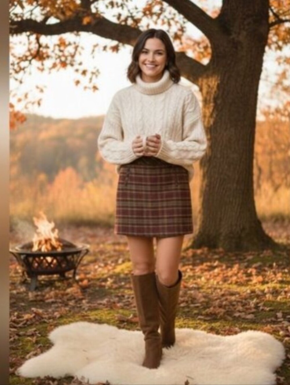 Talbots Rust Plaid Wool Blend side zip mini skirt Size 2P EUC